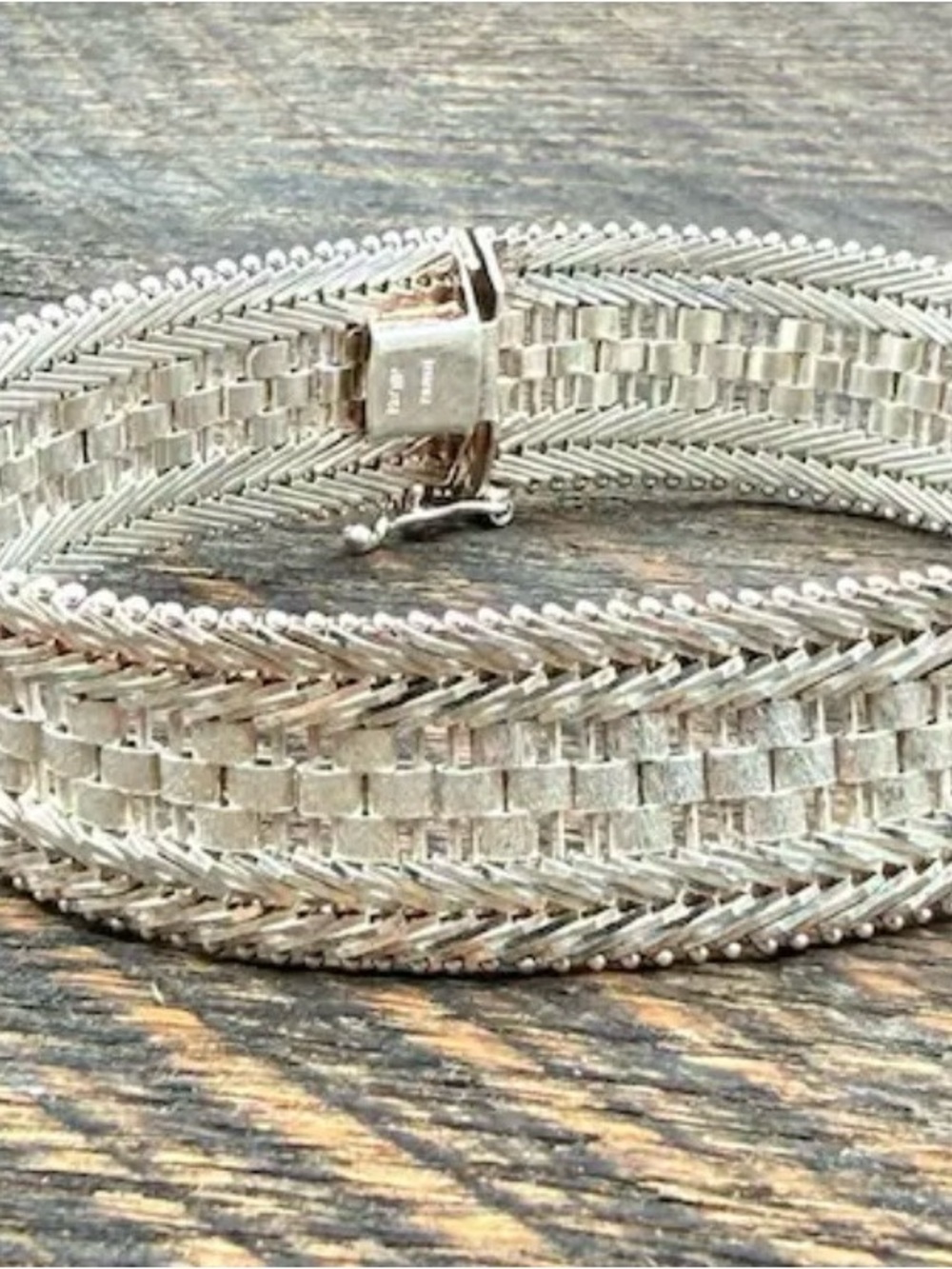 Vintage Made in Italy Milor Silver Woven Herringbone Basketweave Bracelet